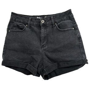 Wax Jean Shorts Women's M Black Denim Mini Shorts Stretch M (26x2.5) A*